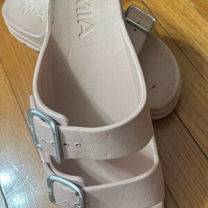 MIA Blush Sandals with Metallic Buckles